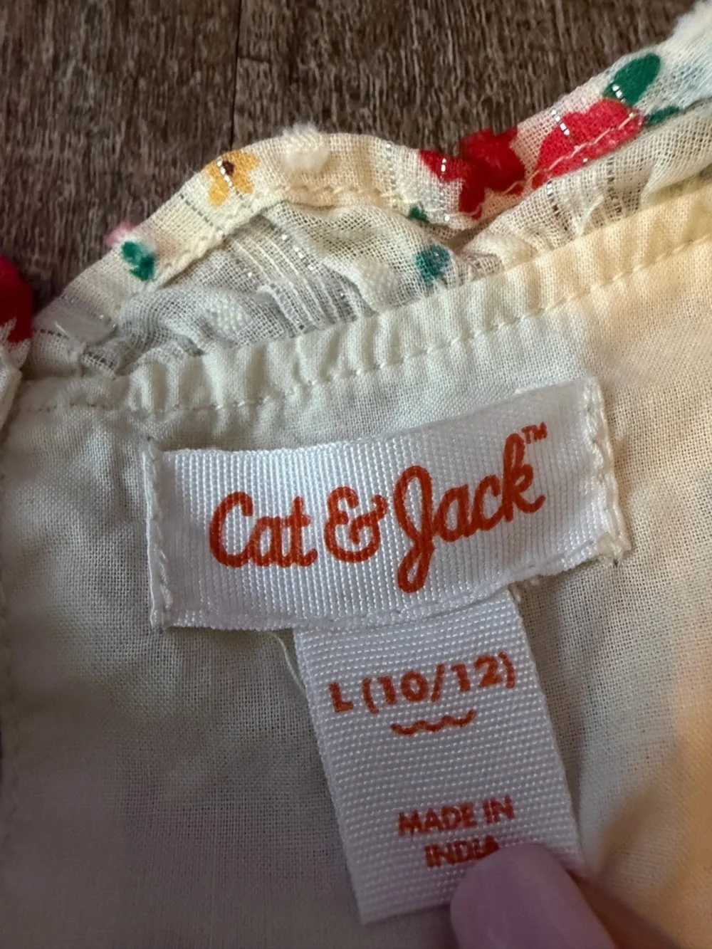 Cat & Jack Cream Dress with Red Floral Print